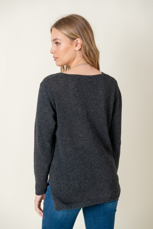 Sweater lana liso Gris