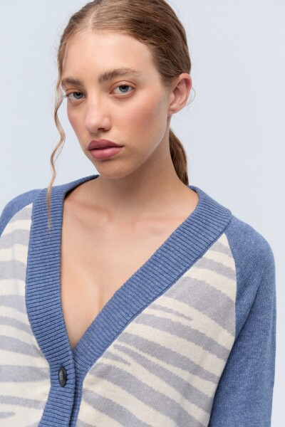 Cardigan Cebra Celeste