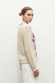 Cardigan bordado floral beige