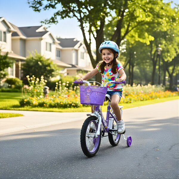 Bicicleta infantil Shengdi Rodado 14 Canasto Parrilla Hadas Violeta 1