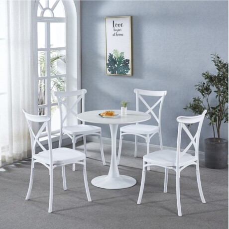 Juego De Comedor 4 Sillas Vienesas + Mesa Tulip Blanco
