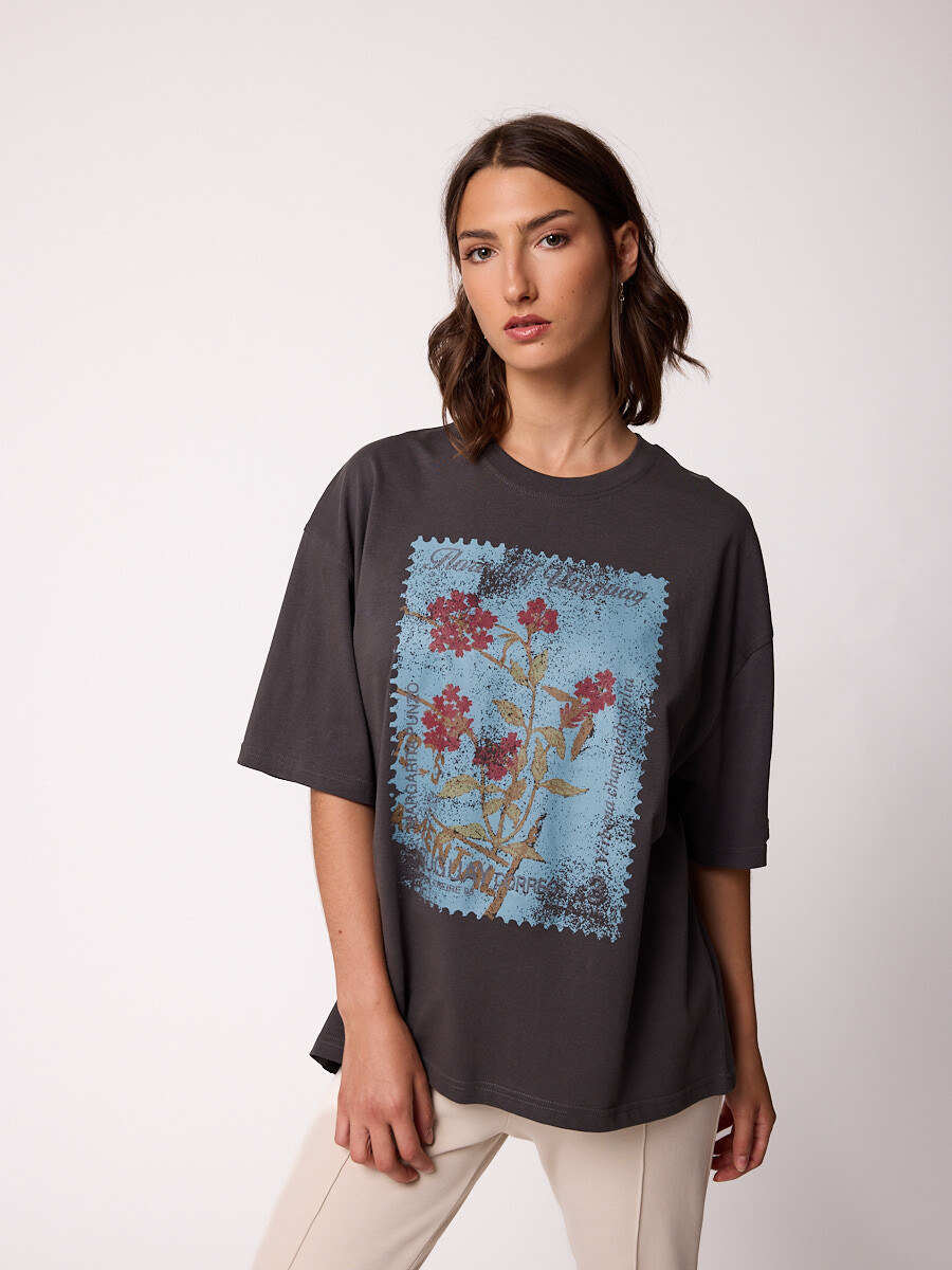 T-SHIRT FLOX DIXIE - Gris Oscuro 