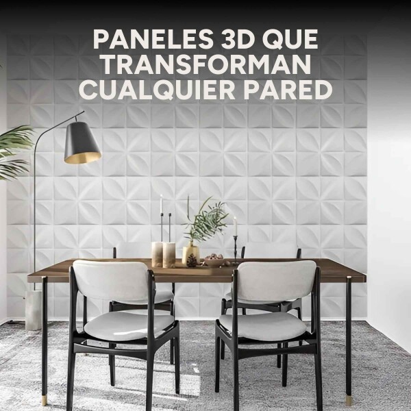 Revestimiento de Pared Panel 3D PVC 50x50cm Ondas Línea X24 Flor Blanco