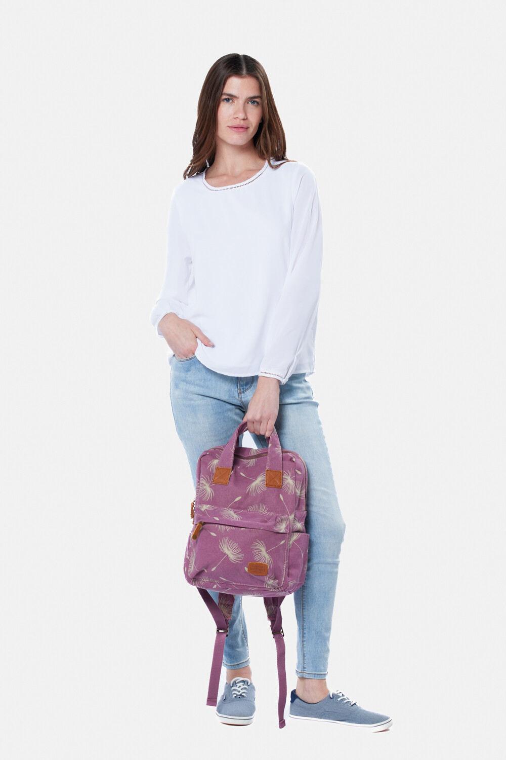 MOCHILA DE LONA ESTAMPADA Rosado