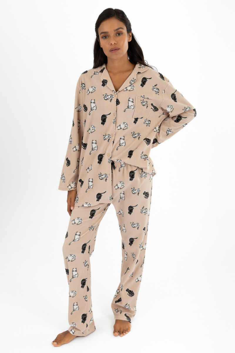 Pijama miau - Beige 