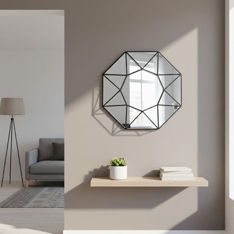 ESPEJO C/MARCO NEGRO 25CM Unica