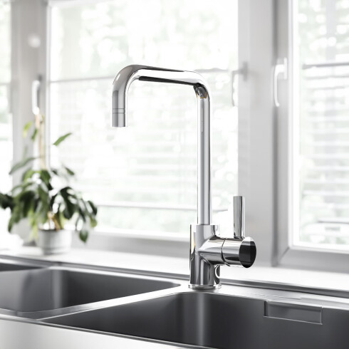 GRIFO COCINA MESADA PICO ALTO MONOC 35MM BRILLO DORTMUND CROMO