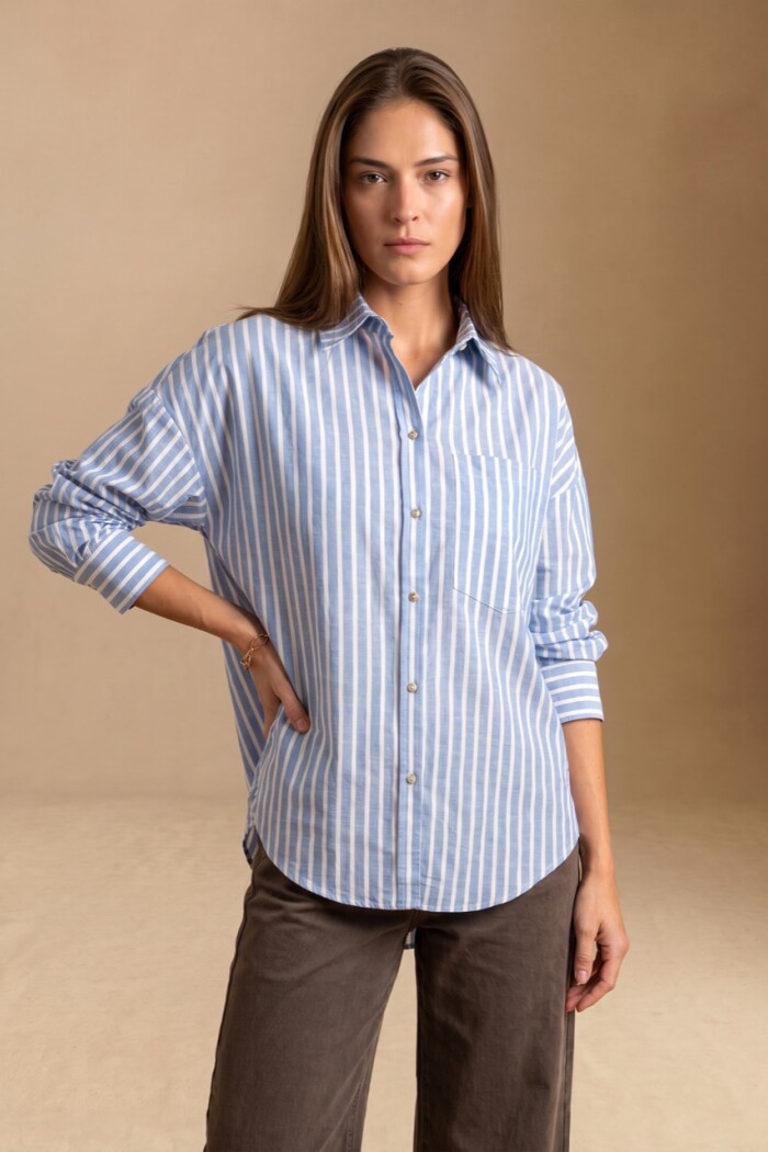 Camisa Rayada Azul