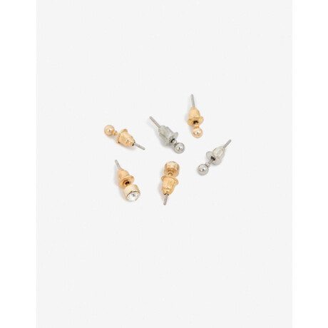 Aros Set 3 Pares Metal Y Strass. Dorado