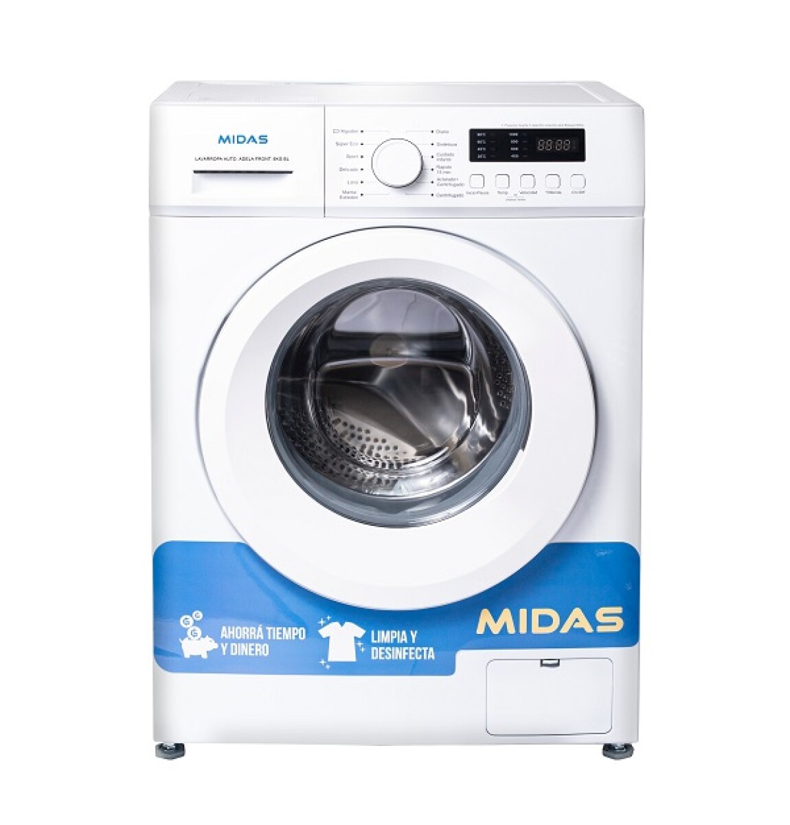 Lavarropa Automatica Midas Adela 8K carga frontal Blanco 