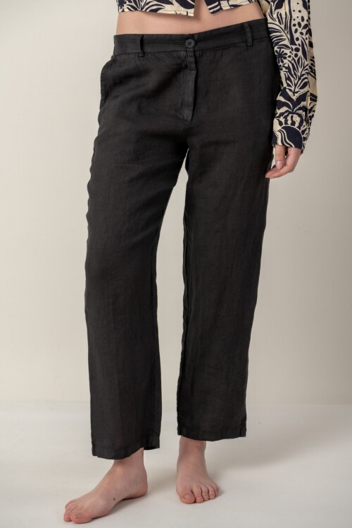 Pantalón de lino Negro