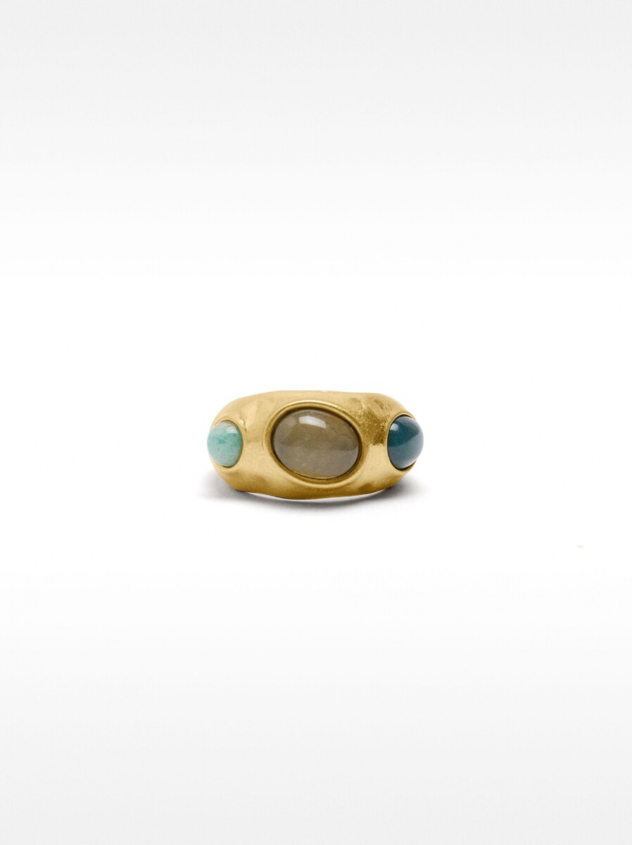 Anillo Con Piedras Y Resina - multicolor 