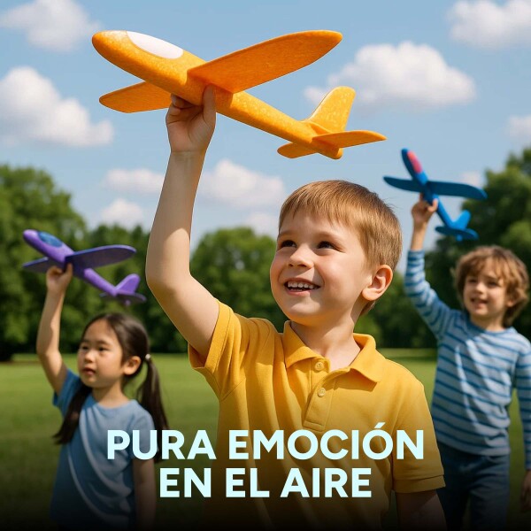 Avion Planeador Cometa Espuma Con Luces Led 48 Cm Lanzable Color Naranja