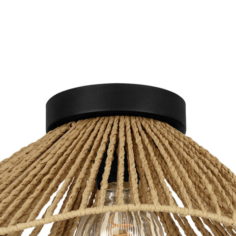 Aplique techo E27 acero negro pantalla papel EG6158