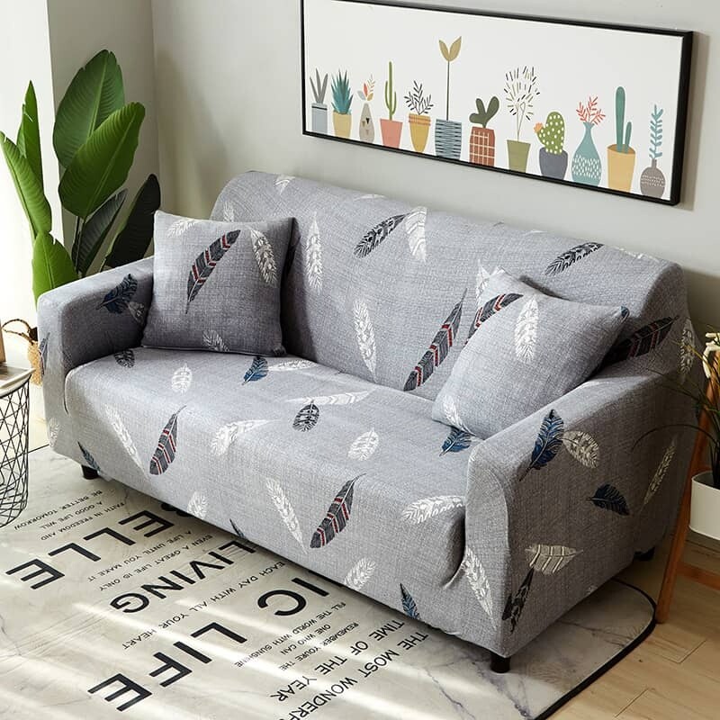 Funda sillón 3 cuerpos estampada Plumas