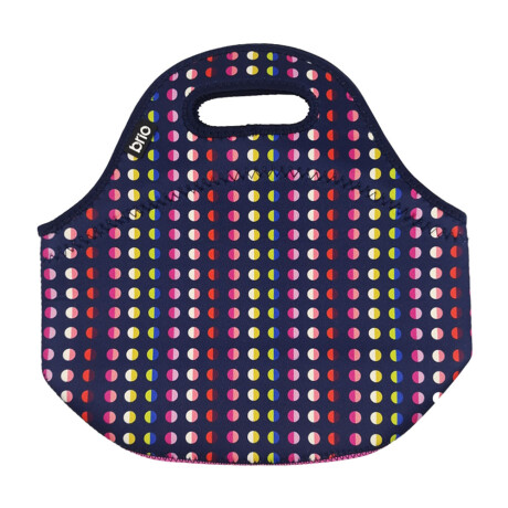Lunchera de Neopreno Brio Bolso Térmico Bebida Comida c/ Asa Azul Lunares Multicolores