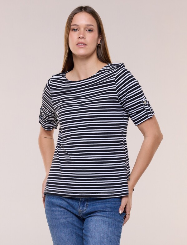 Remera De Algodón Lineas NEGRO