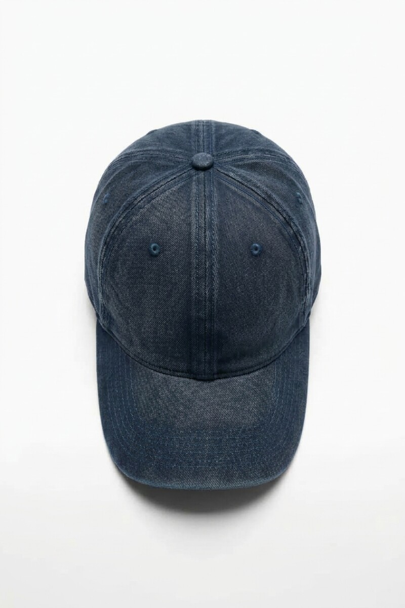 Cap washed pespuntes azul