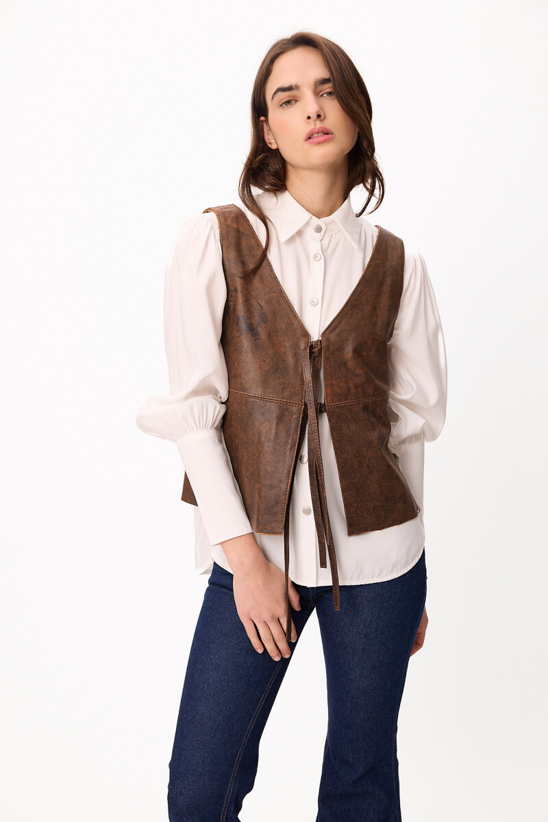 Chaleco Leather Dual Desgastado