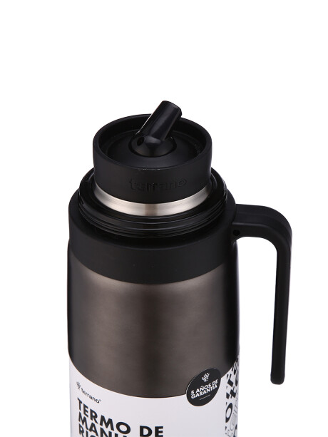 Termo 1Lt. Premium Manija Rigida Metalizado Negro