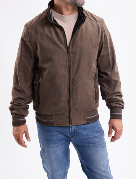 Campera reversible suede oliva