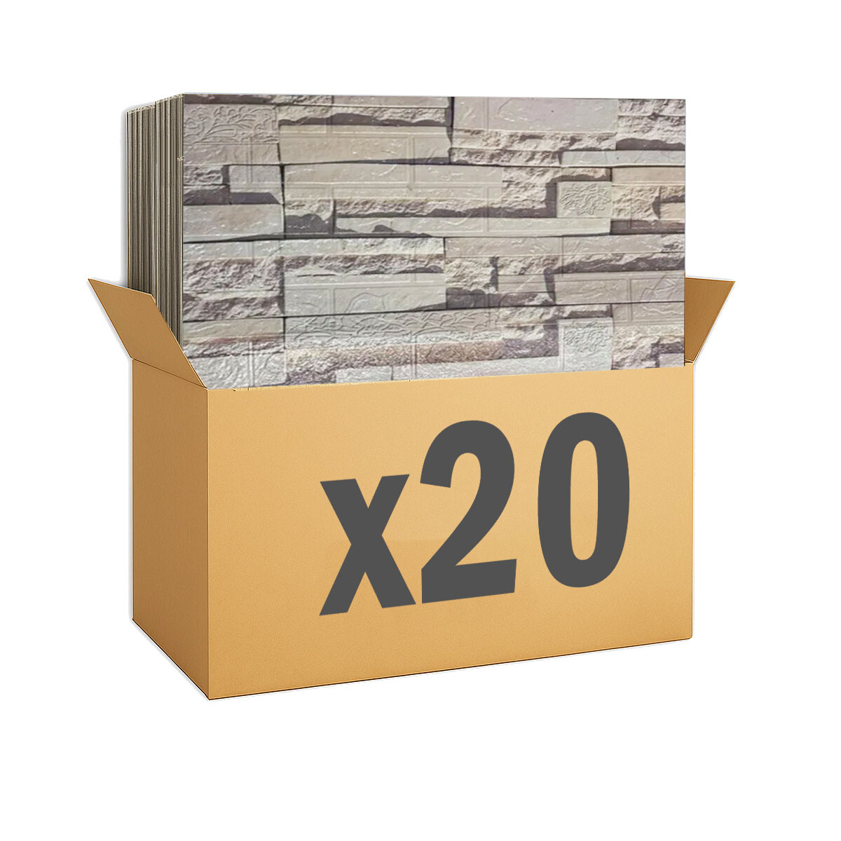 Panel Revestimiento Placa Pared Autoadhesiva Pack x20 - Piedra gris 