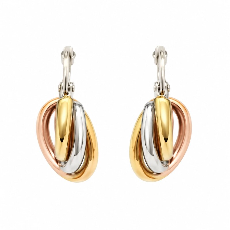 Caravanas Aros Tricolor de oro - Oro bajo - Sin piedra - CA8591 sinpiedra