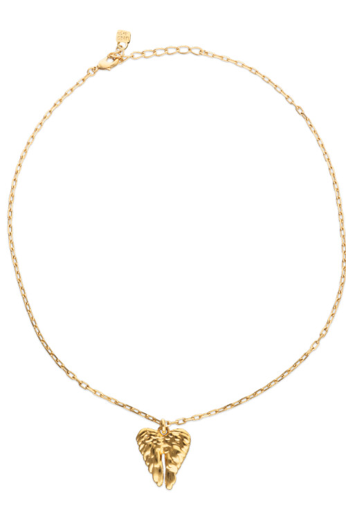 COLLAR CORTO ALEACIÓN DE METALES BAÑADO EN ORO 18K CON DETALLE DE ALAS Colgante