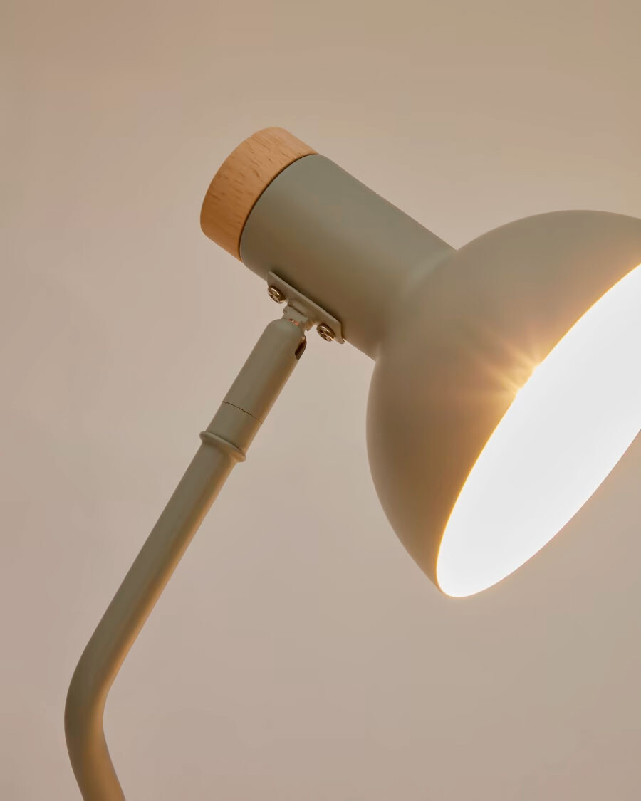 Lámpara de escritorio Katia de madera y metal verde