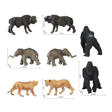 Set Colección de Animales de la Selva 4 Figuras en Plástico Multicolor