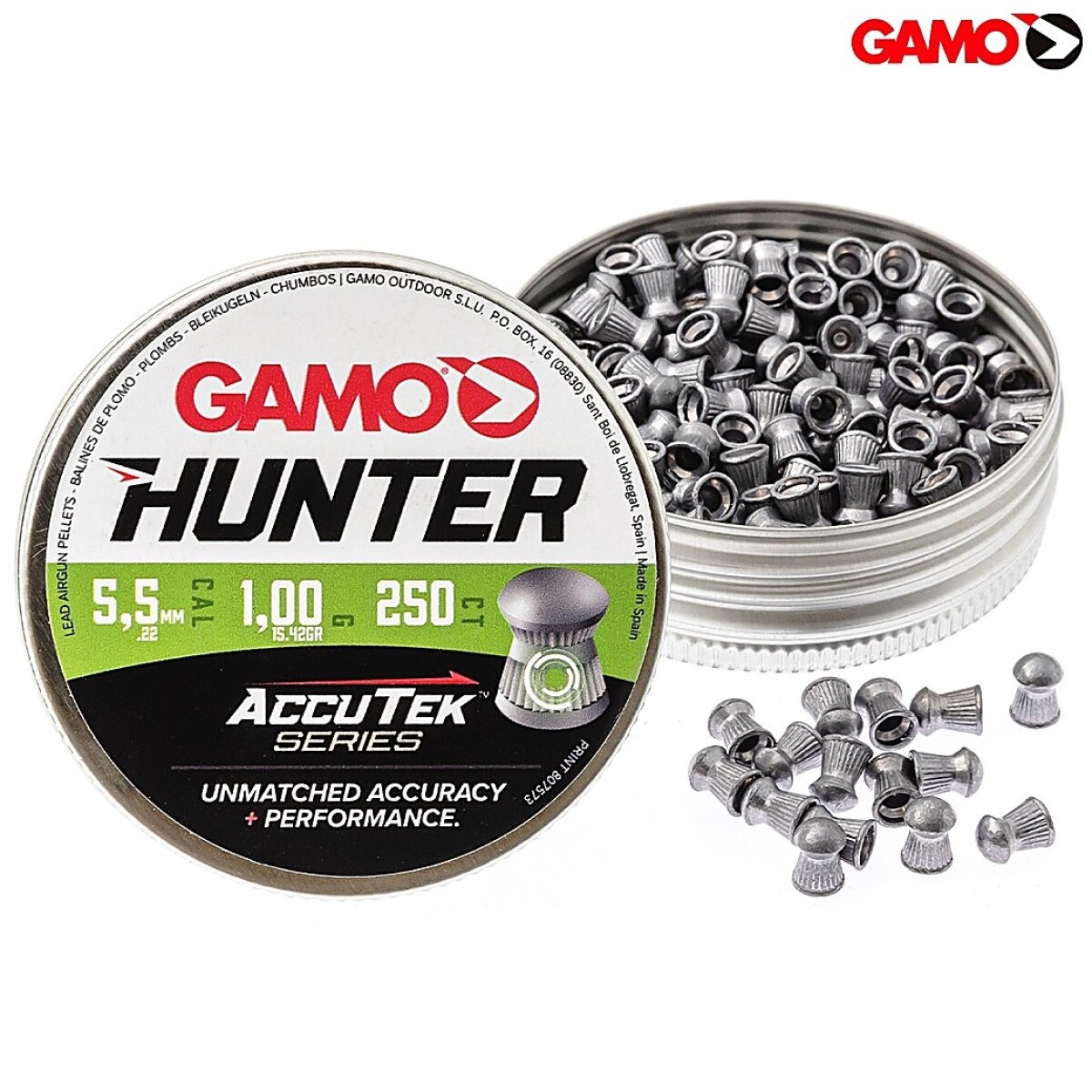 Chumbo Gamo Hunter Accutek 5.5 Mm X 250 Unidades 