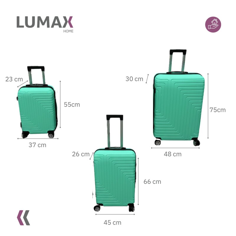 Set de 3 Valijas de Mano Rígidas Verde