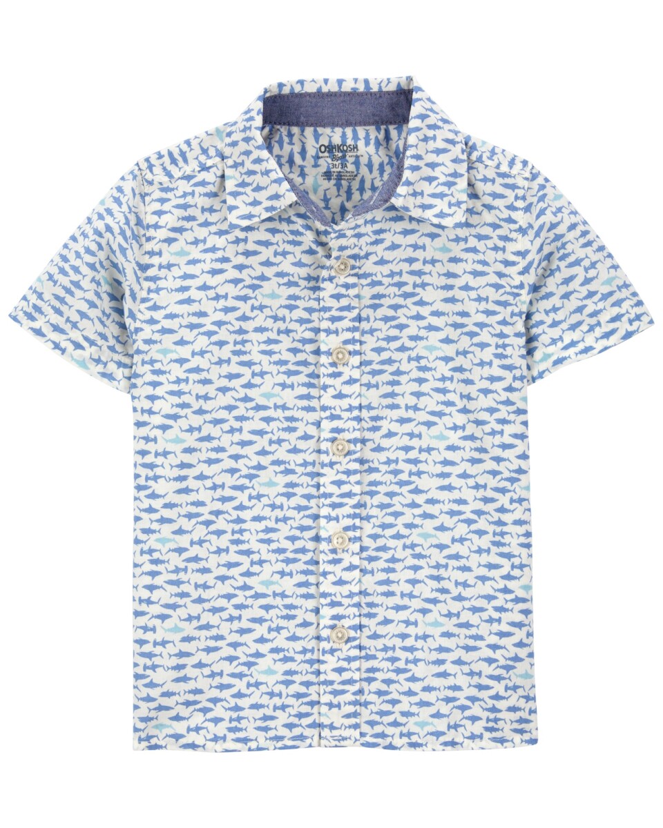 Camisa de algodón, manga corta, diseño tiburones 