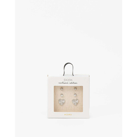 Set De Aros Pasantes Acero Plateado