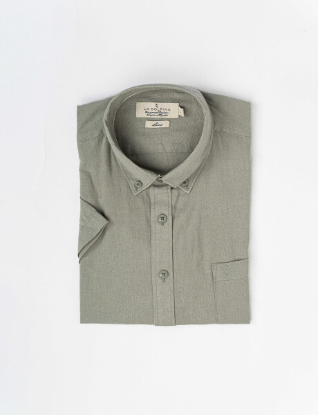 Camisa mc lino lisa verde