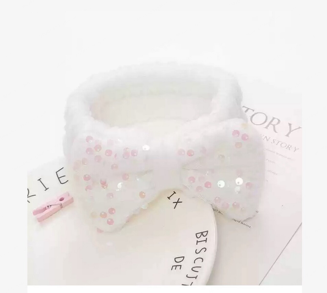 Vincha de maquillaje glitter - blanco 