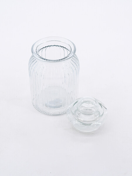 FRASCO DE VIDRIO CON TAPA TRANSPARENTE