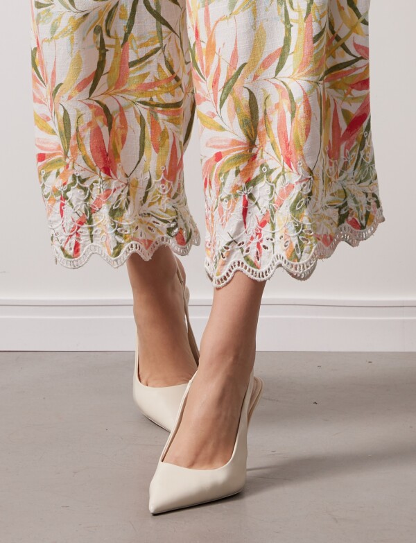 Pantalon Lino Printed MULTI/CRUDO