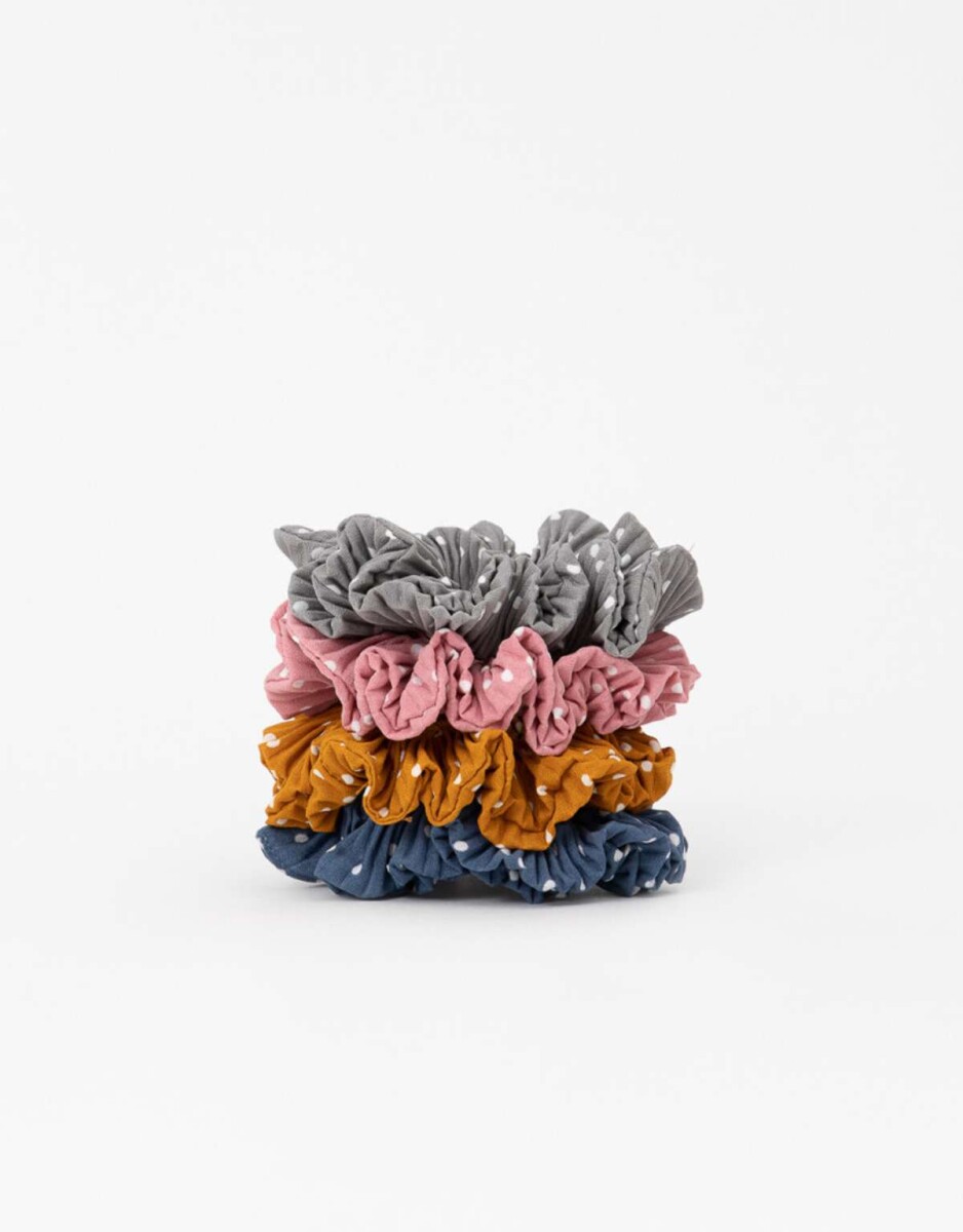 Set De Scrunchies Estampadas - Estampado Lunares 