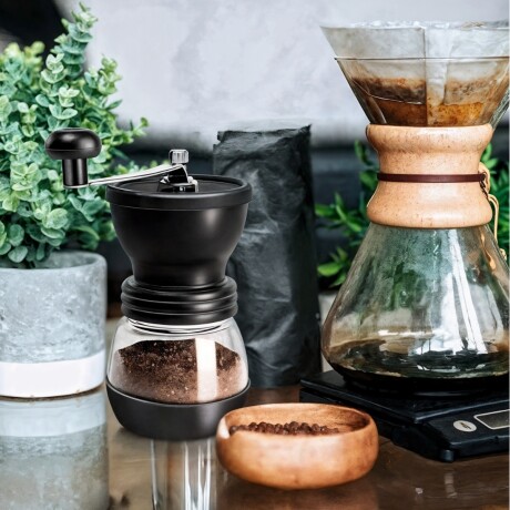 Molinillo de café manual + Frasco obsequio NEGRO