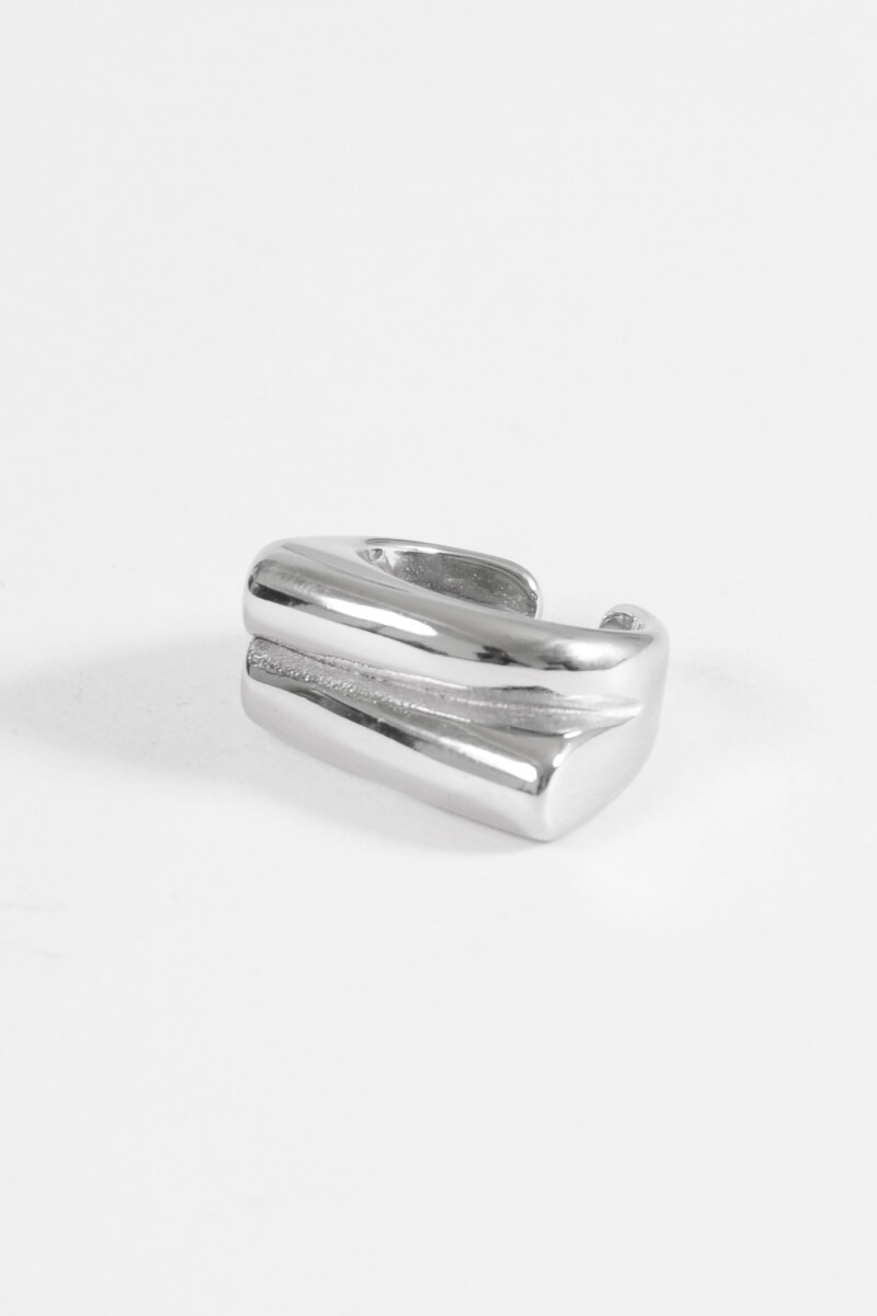 Anillo acero geometric plateado