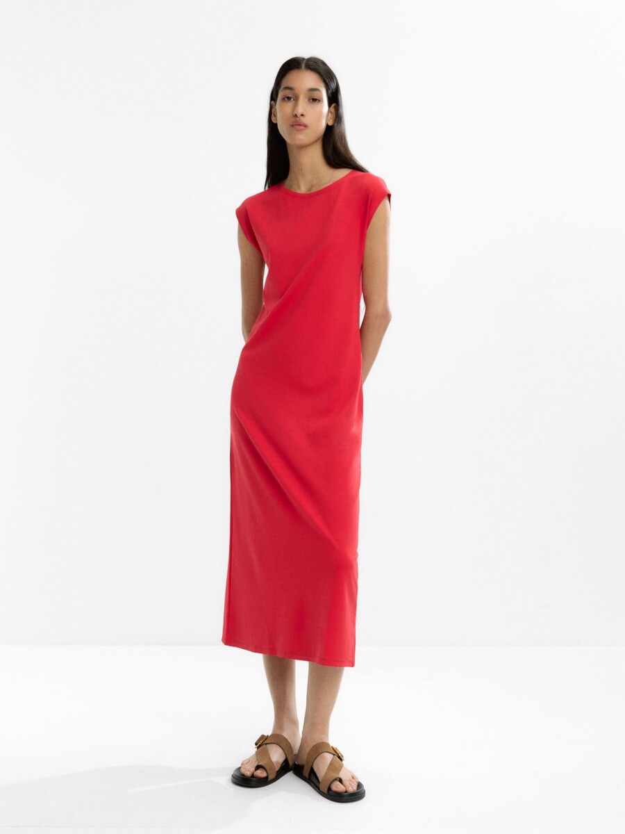 Vestido Midi Liso rojo