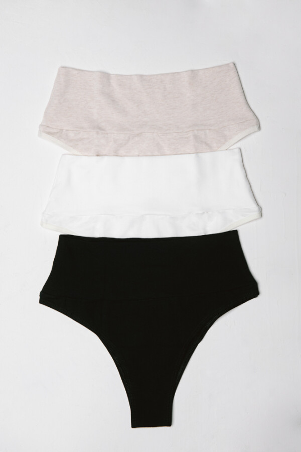 Pack de 3 Culottes Gracia Algodón [B84] Crema, Negro, Beige