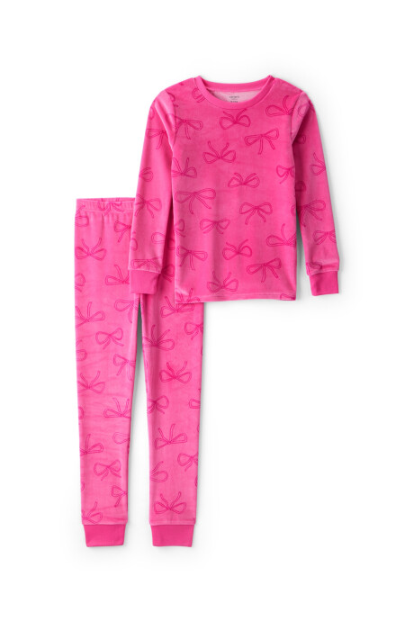 Pijama dos piezas de micropolar, remera y pantalón, rosado Sin color