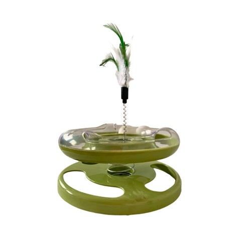 Juguete para Gatos Disco con Plumas Verde Juguete para Gatos Disco con Plumas Verde