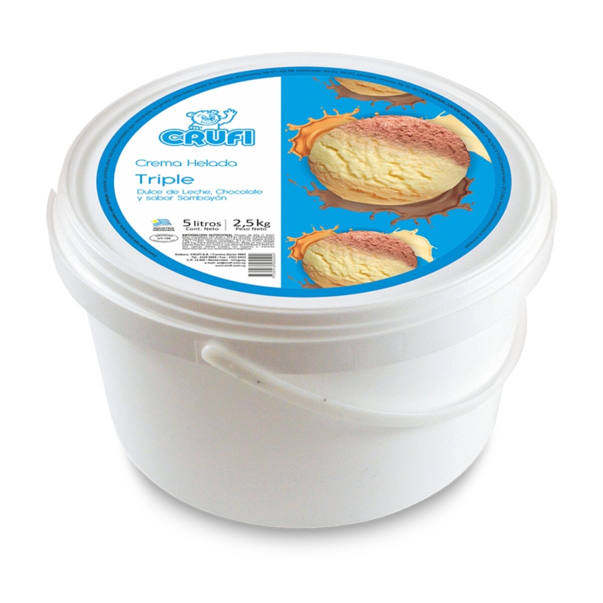 Helado Crufi 5lts Triple Sambayon Dulce de Leche y Chocolate 