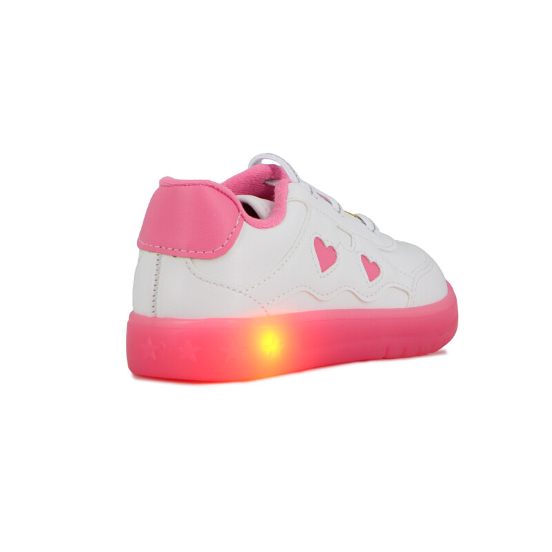 Molekinha Zapato Casual Infantil C/luces Blanco-rosa Claro