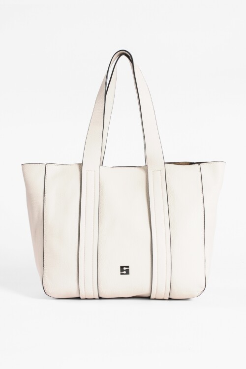 Shopper con pespuntes crudo