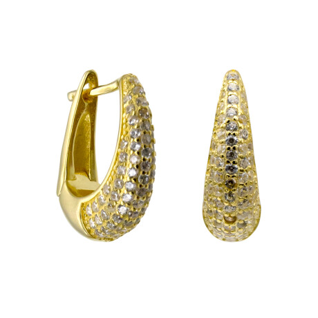 Par de aros de plata 925 con baño de oro amarillo y circonias. Par de aros de plata 925 con baño de oro amarillo y circonias.