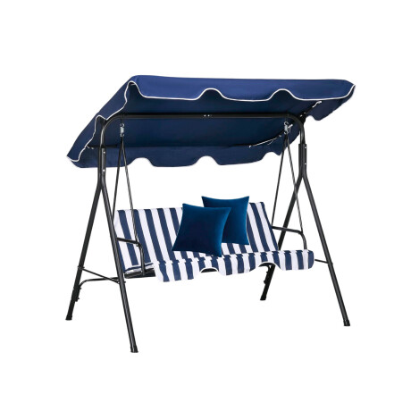 Hamaca Jardín Lumax con Toldo Hierro Exterior Azul/Blanco